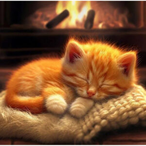 Wizardin timanttimaalaus Nukkuva Kisu neliönmuotoisilla timanteilla 30x30.