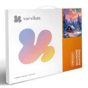 Varvikkaan timanttimaalaus Talvimökki 40x50 pakkaus. 