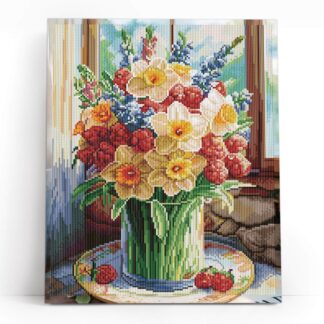 Varvikkaan timanttimaalaus Kesä Maljakossa alkuperäinen kuva.