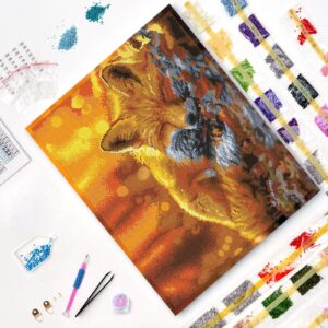 Varvikkaan timanttimaalaus Uneksiva Pikku Kettu pakkauksen sisältö.