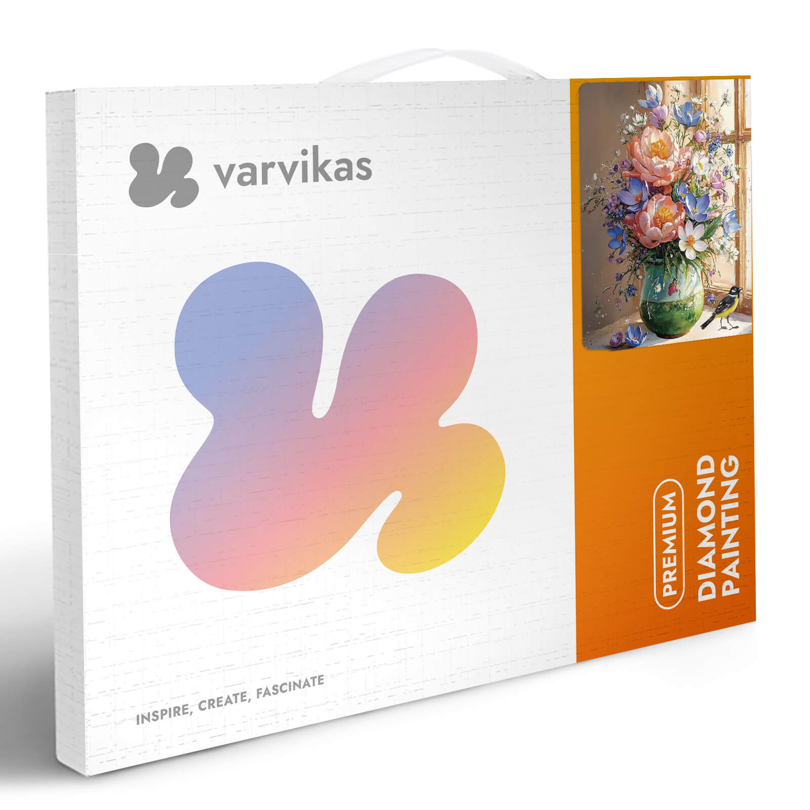 Varvikkaan timanttimaalaus paketti tukevasta pahvista.