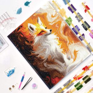 Varvikkaan timanttimaalaus Ketun Katse pyöreillä timanteilla. 