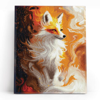 Varvikkaan timanttimaalaus Ketun Katse pyöreillä timanteilla.