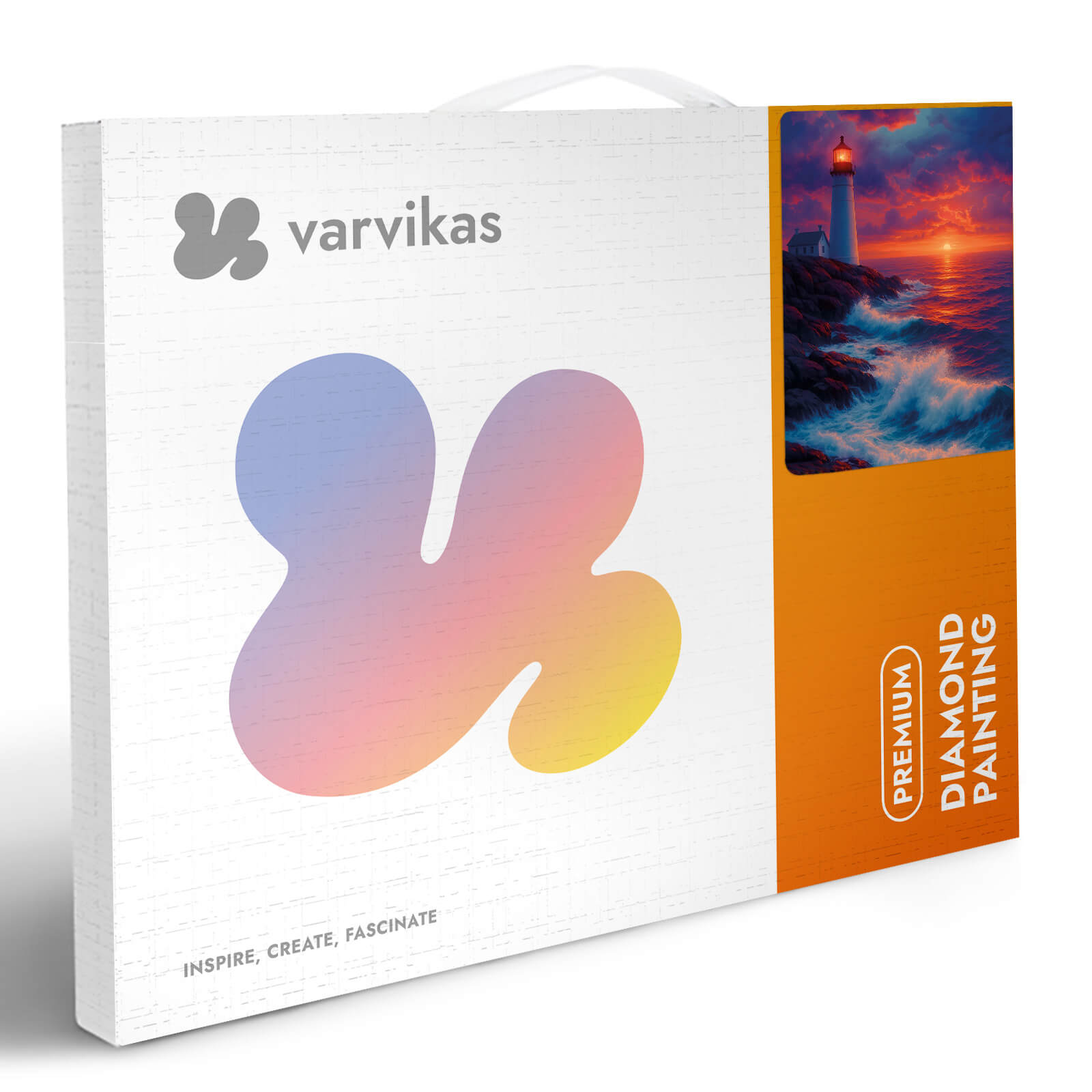 Varvikkaan timanttimaalaus Majakka Auringonlaskussa tukeva pahvipakkaus.