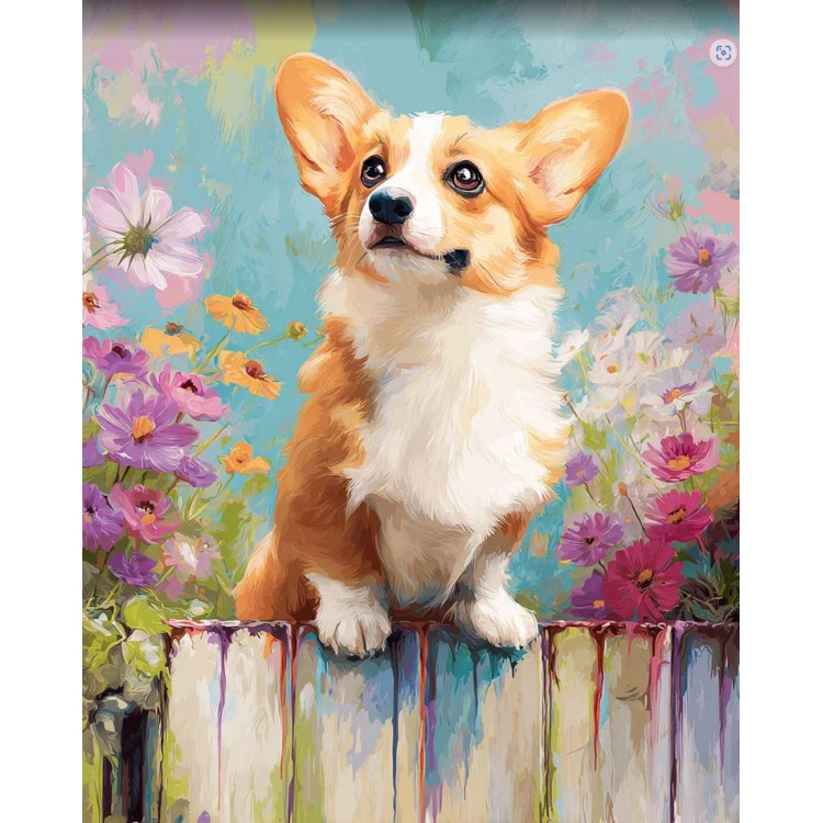 ArtCityn timanttimaalaus Corgi Aidalla alkuperäinen kuva.